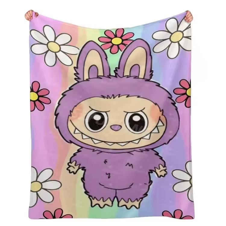 ກາຕູນ labubu 100% Sofa ຖິ້ມດອກໄມ້ດອກໄມ້