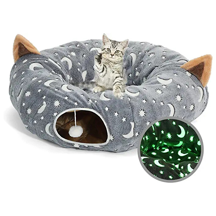 Cat Tunnel Bed Tube ກັບ Cushion ແລະ Plush Ball Toy