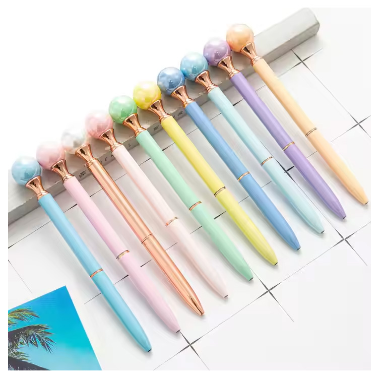ໂລໂກ້ Custom 1.0mm pearl pearl ballpoint pen ຮ່າງກາຍໂລຫະສີ