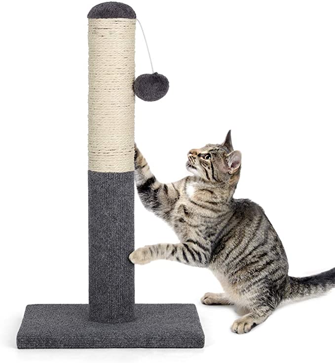 ທົນທານຕໍ່ Sisal Kitty Cat Scratching Post ດ້ວຍຫ້ອຍບານ