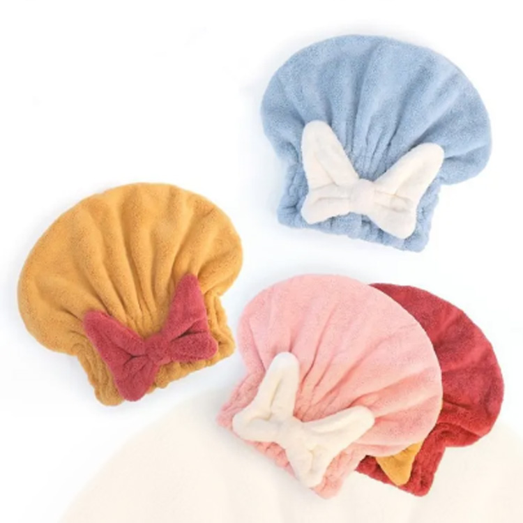 ຜົມຂອງ Microfiber ແຫ້ງດ້ວຍເສື້ອກັນຫນາວ Knot Bow-knot