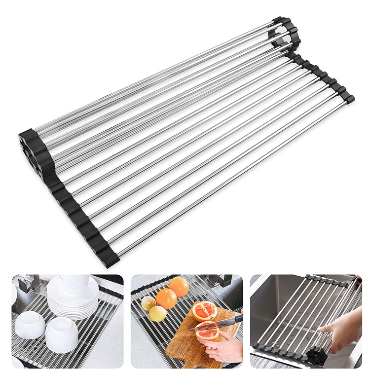 Over The Sink Kitchen Roll Up Rack Drying Dish