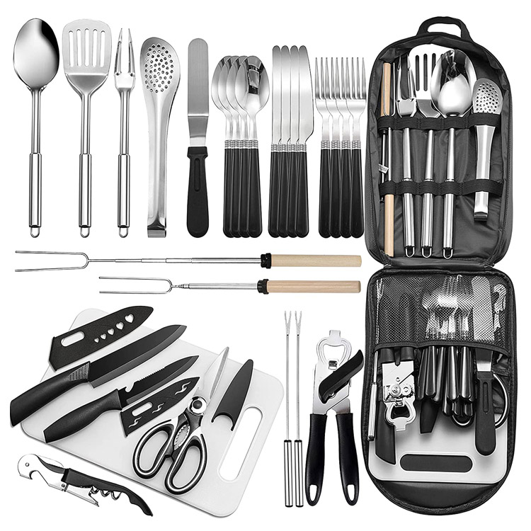 Portable Travel Cookware Camping Kit Utensil Set