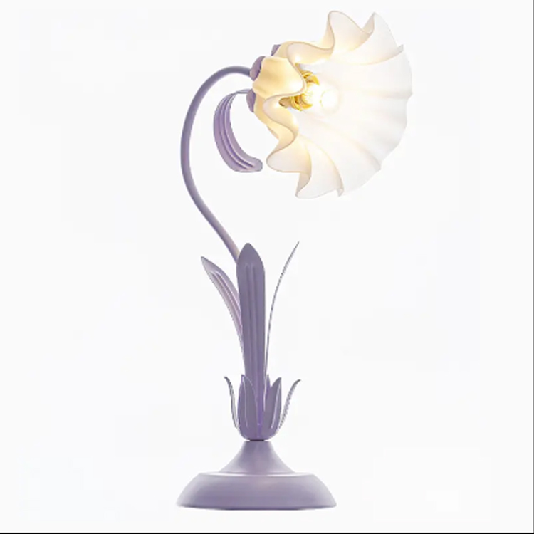 Retro Unique Glass Flower Living Lamp Desk Nightstand