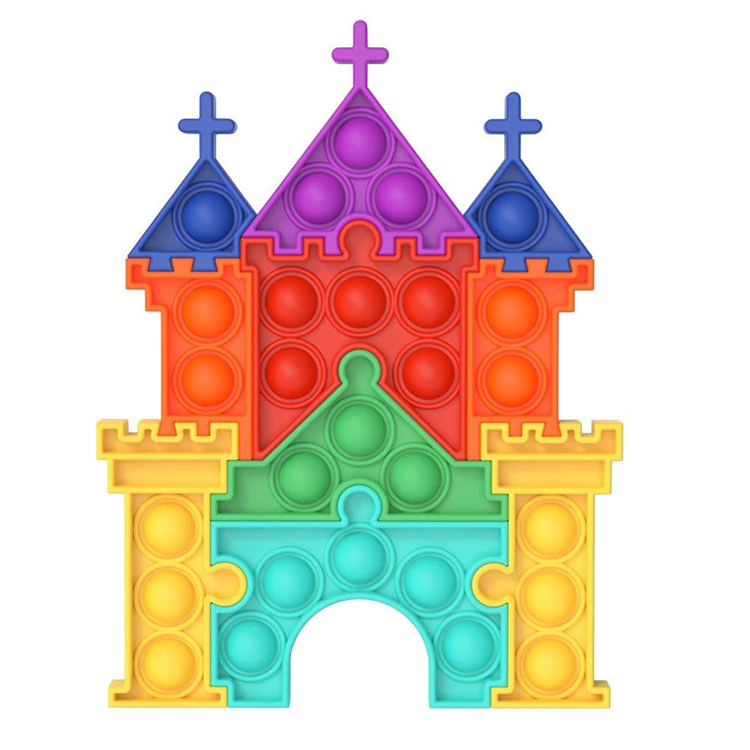 ເກມແຂ່ງລົດ Silicone Popper Castle Fidget Sensory Toy